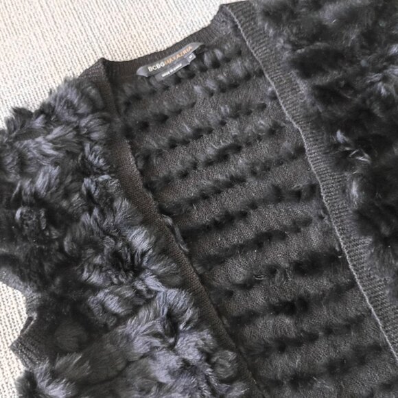 BCBGMAXAZRIA Black Rabbit Fur Bolero Shrug Vest Vintage | Size M - Picture 5 of 5